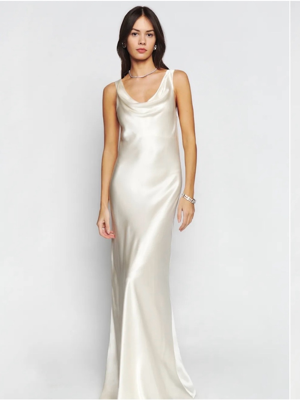 Reformation Anabelle Silk Dress in Fior Di Latte